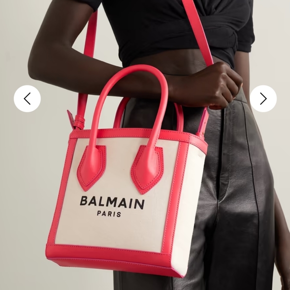 Balmain B-Army 24 Canvas Logo Shopper Crossbody Bag Natural Pink - Picture 3 of 13